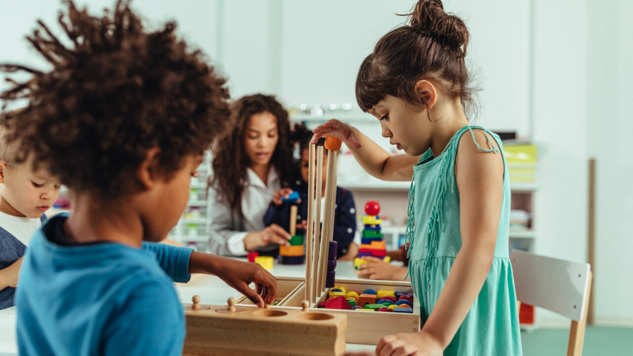 children playing with blocks.